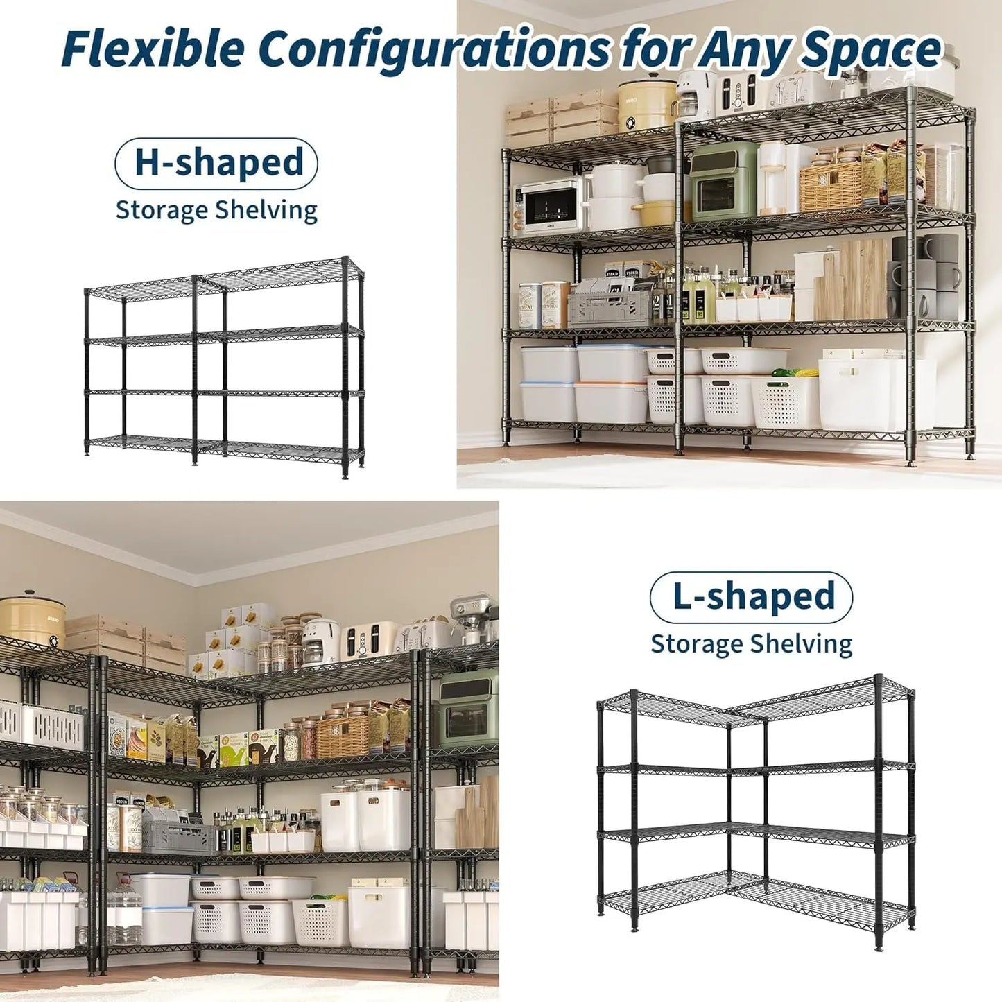 Heavy Duty 4-Tier Storage Adjustable Metal Wire Shelves