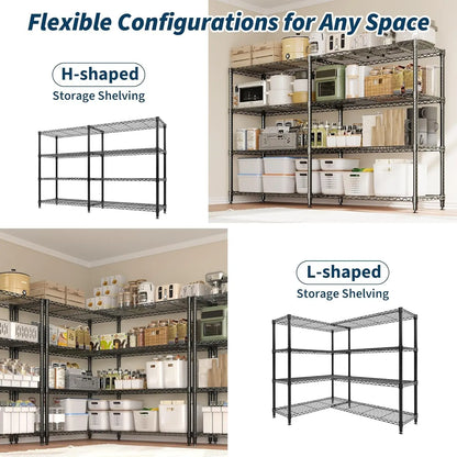 Heavy Duty 4-Tier Storage Adjustable Metal Wire Shelves