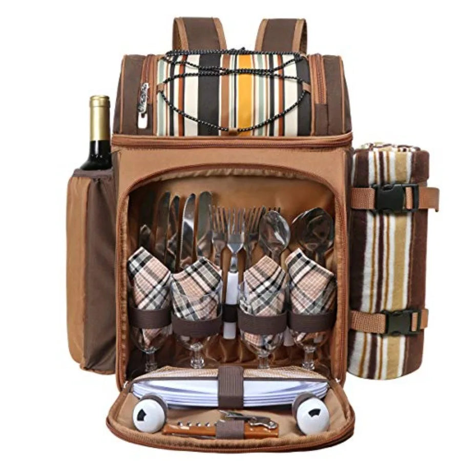 Picnic Basket Backpack in Brown