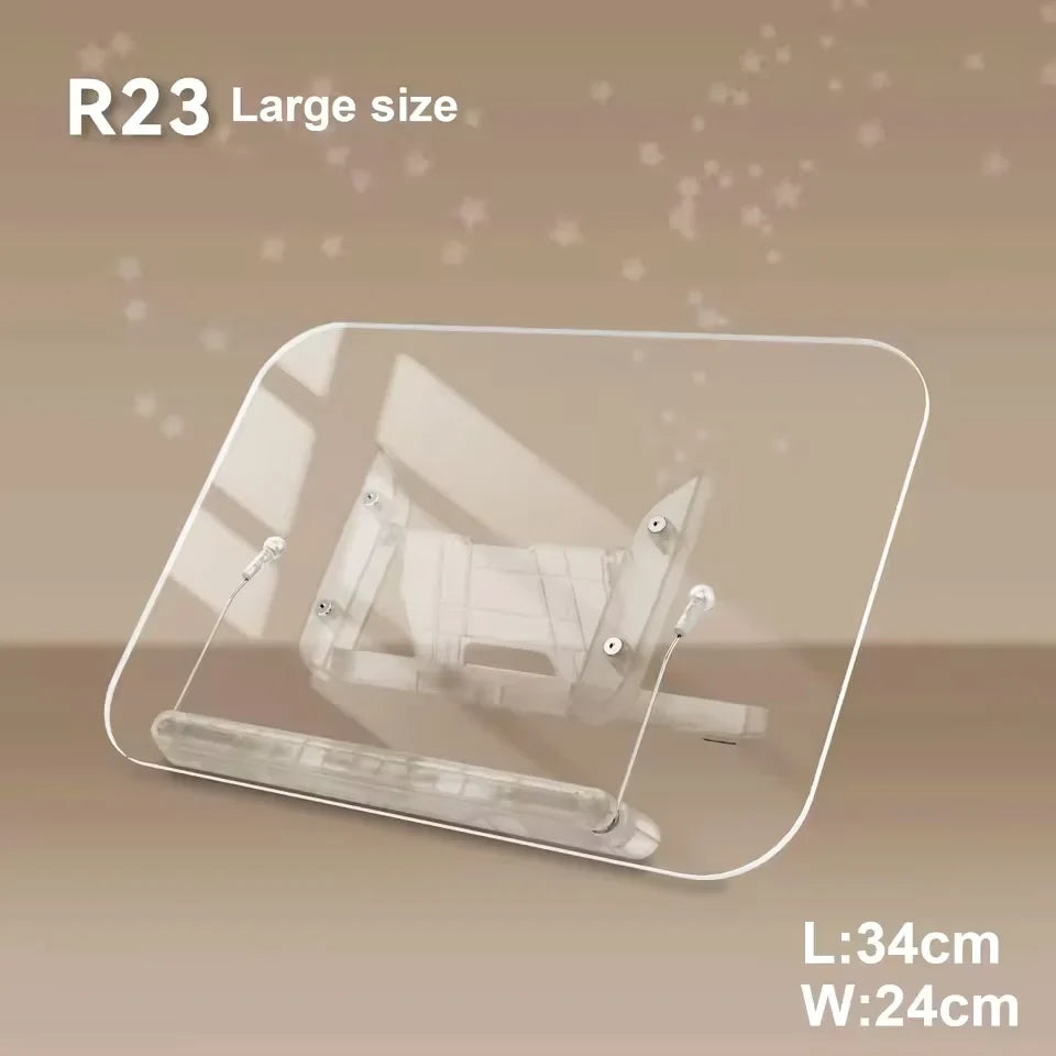 NEW Acrylic Book Stand with Storage for Reading Adjustable Book Holder with 360° Rotating Base Foldable Desktop Riser Stand