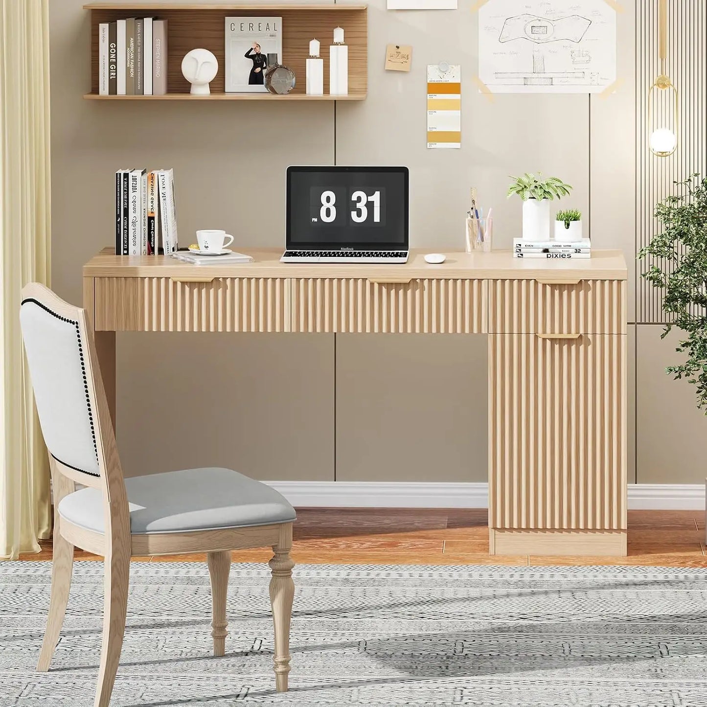60" Executive Desk w/ Fluted Wood Drawers
