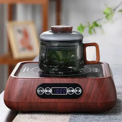 200ML Glass Teacup with Filter and Wooden Handle