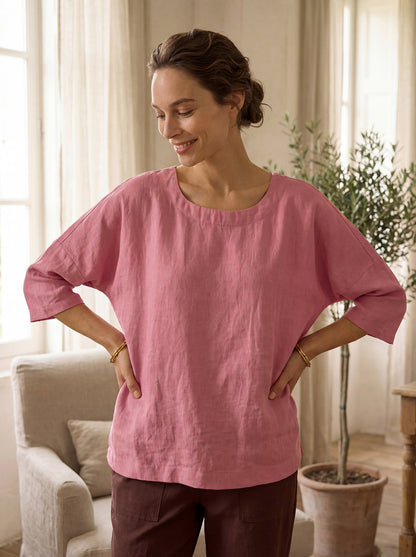 AURORA Boatneck 3/4 Length Sleeve Top