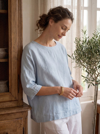 AURORA Boatneck 3/4 Length Sleeve Top