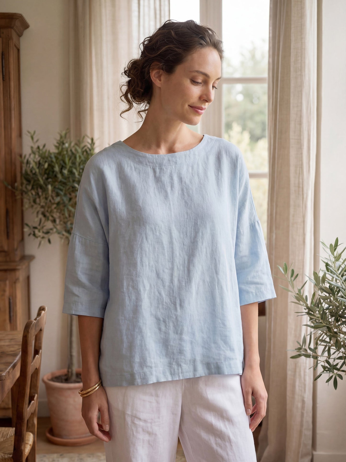 AURORA Boatneck 3/4 Length Sleeve Top