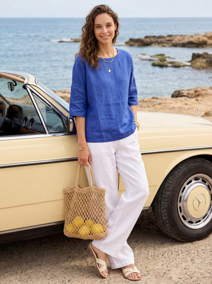 AURORA Boatneck 3/4 Length Sleeve Top