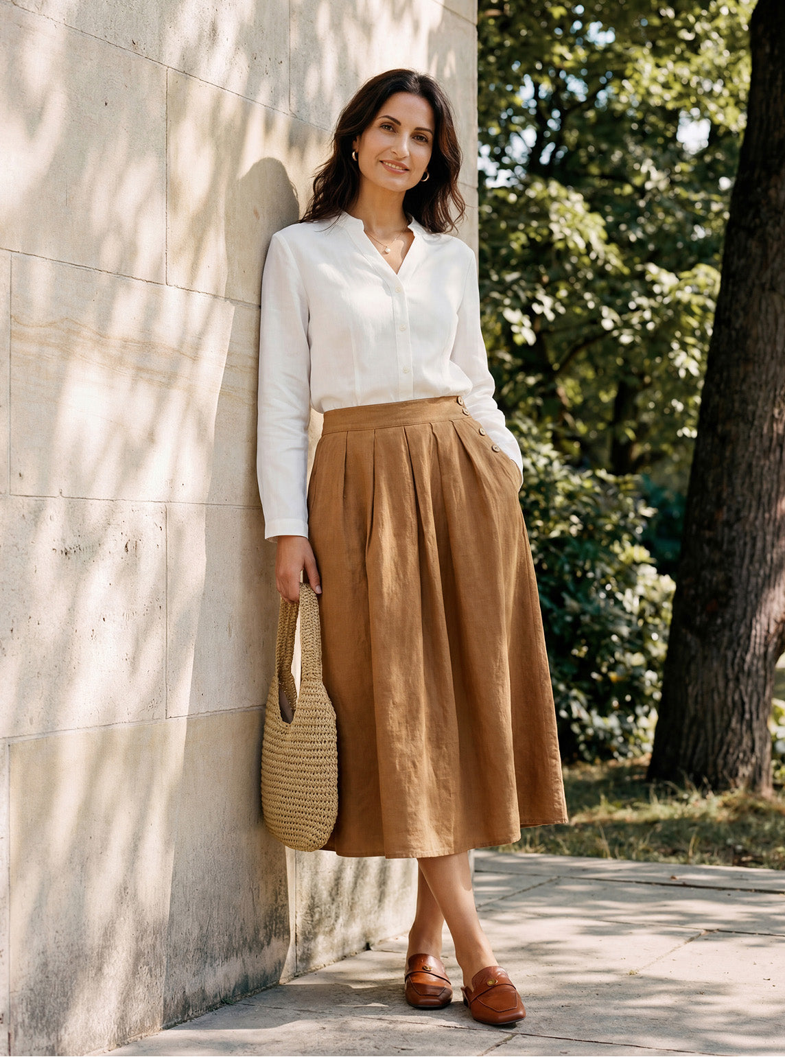 LILITH Pleated Side Button Skirt