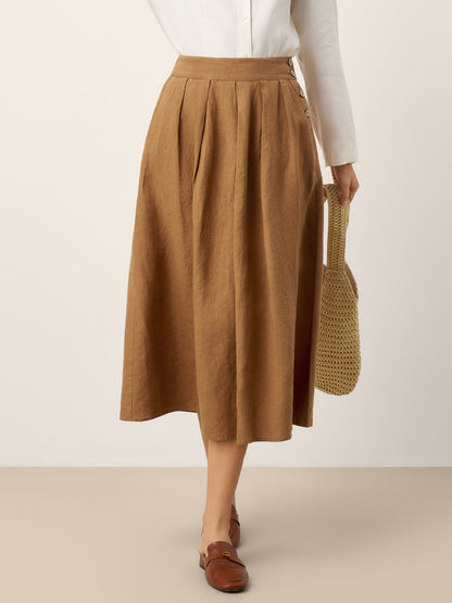 LILITH Pleated Side Button Skirt