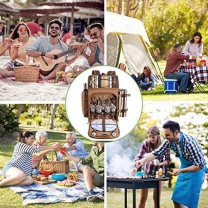 Picnic Basket Backpack in Brown