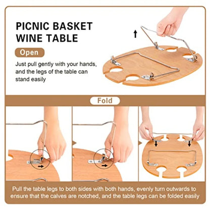 Insulated Wicker Picnic Basket for 4
