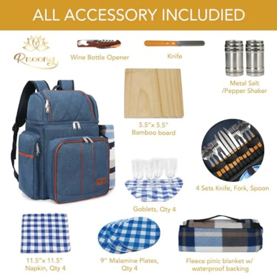 Picnic Basket Backpack in Blue