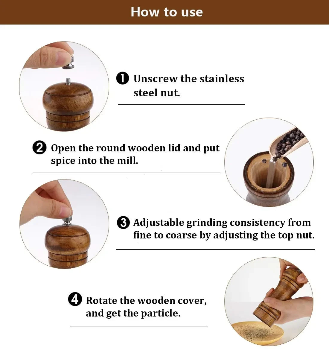 Salt/Pepper/Chili Wood Grinder