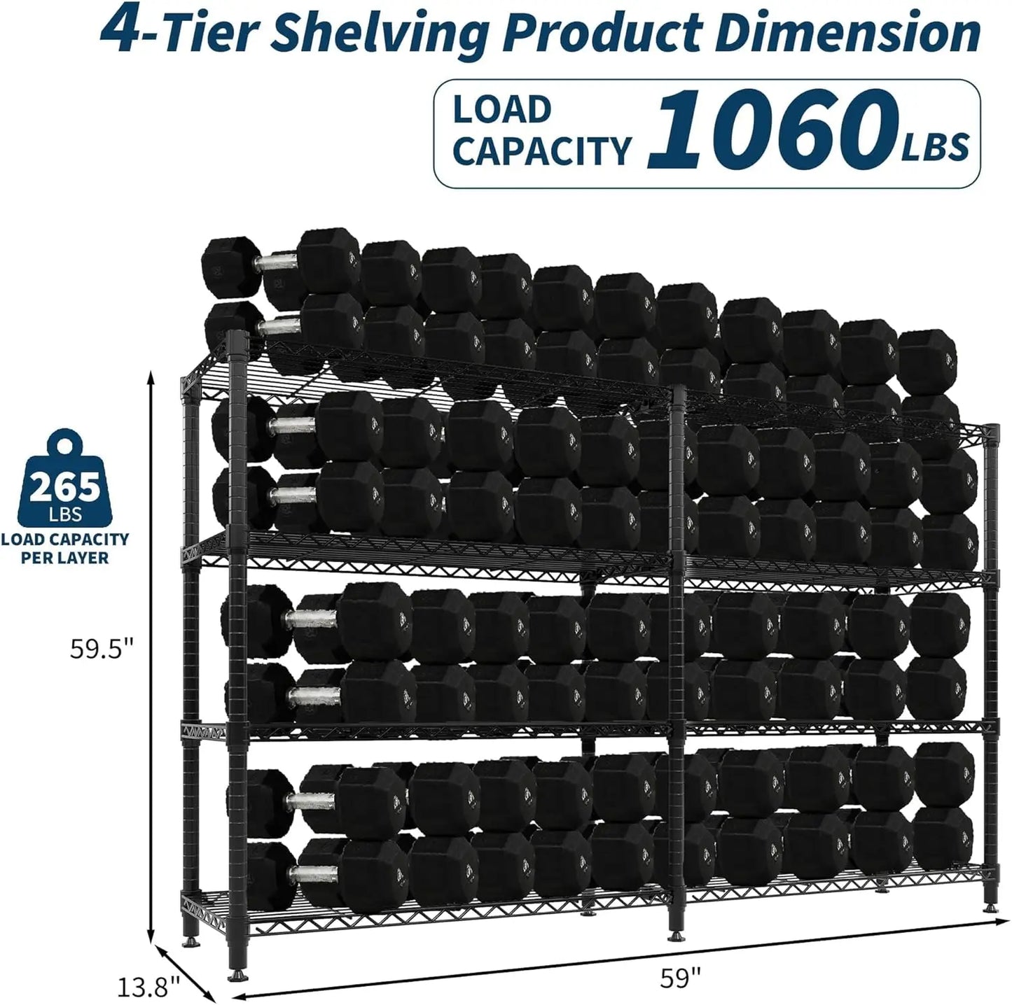 Heavy Duty 4-Tier Storage Adjustable Metal Wire Shelves