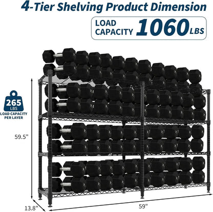 Heavy Duty 4-Tier Storage Adjustable Metal Wire Shelves
