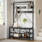 Industrial Hall Tree Coat Rack w/ Bench & 3-Tier Shoe Storage