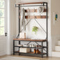 Industrial Hall Tree Coat Rack w/ Bench & 3-Tier Shoe Storage