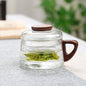 200ML Glass Teacup with Filter and Wooden Handle