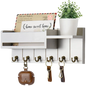 Decorative Key Rack and Mail Organizer with 6 Key Hooks Rustic Wood Key Holder Wall Mounted with Shelf for Living Room Enterway