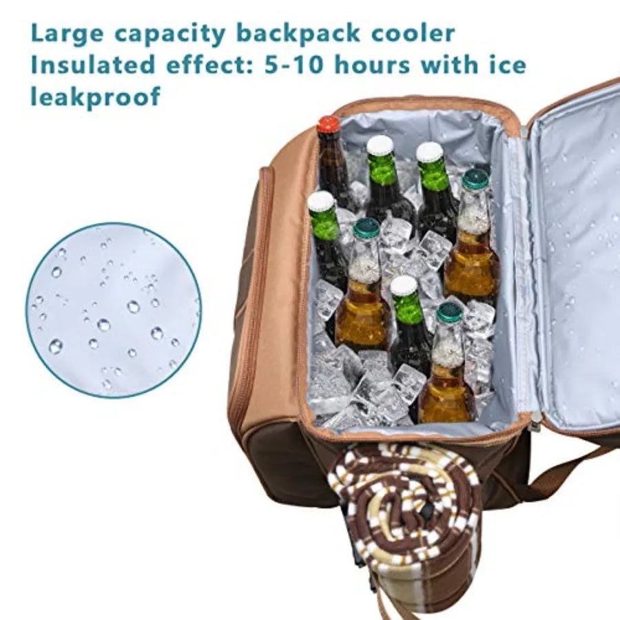 Picnic Basket Backpack in Brown