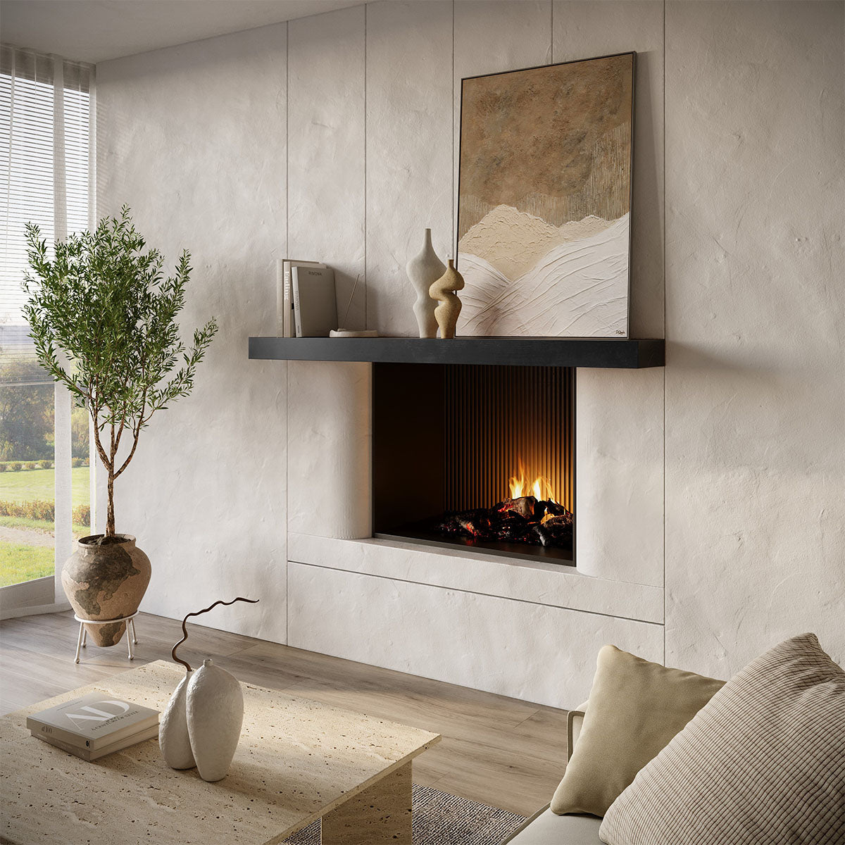 Mantel Shelf Smooth Solid Floating Timber Fireplace