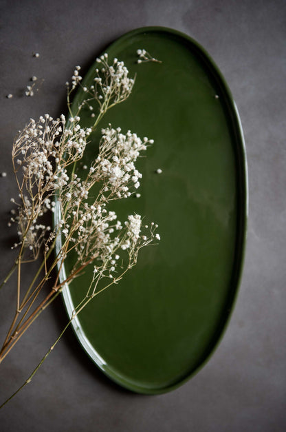 Green - Oval Porcelain Platter