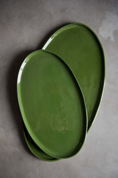 Green - Oval Porcelain Platter
