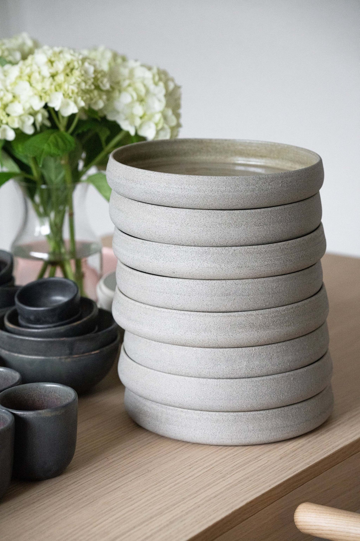 Concrete - Stoneware Dinner Plates with High Sides