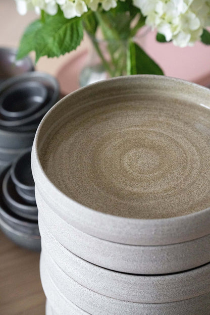 Concrete - Stoneware Dinner Plates with High Sides