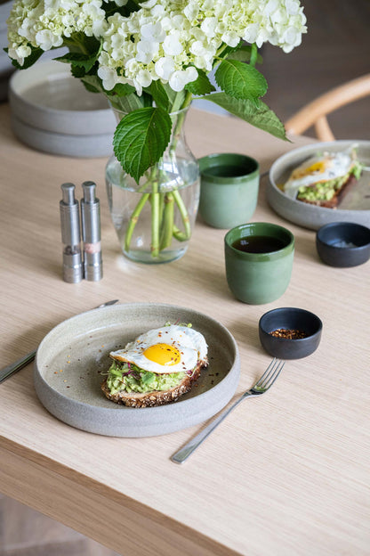 Concrete - Stoneware Dinner Plates with High Sides