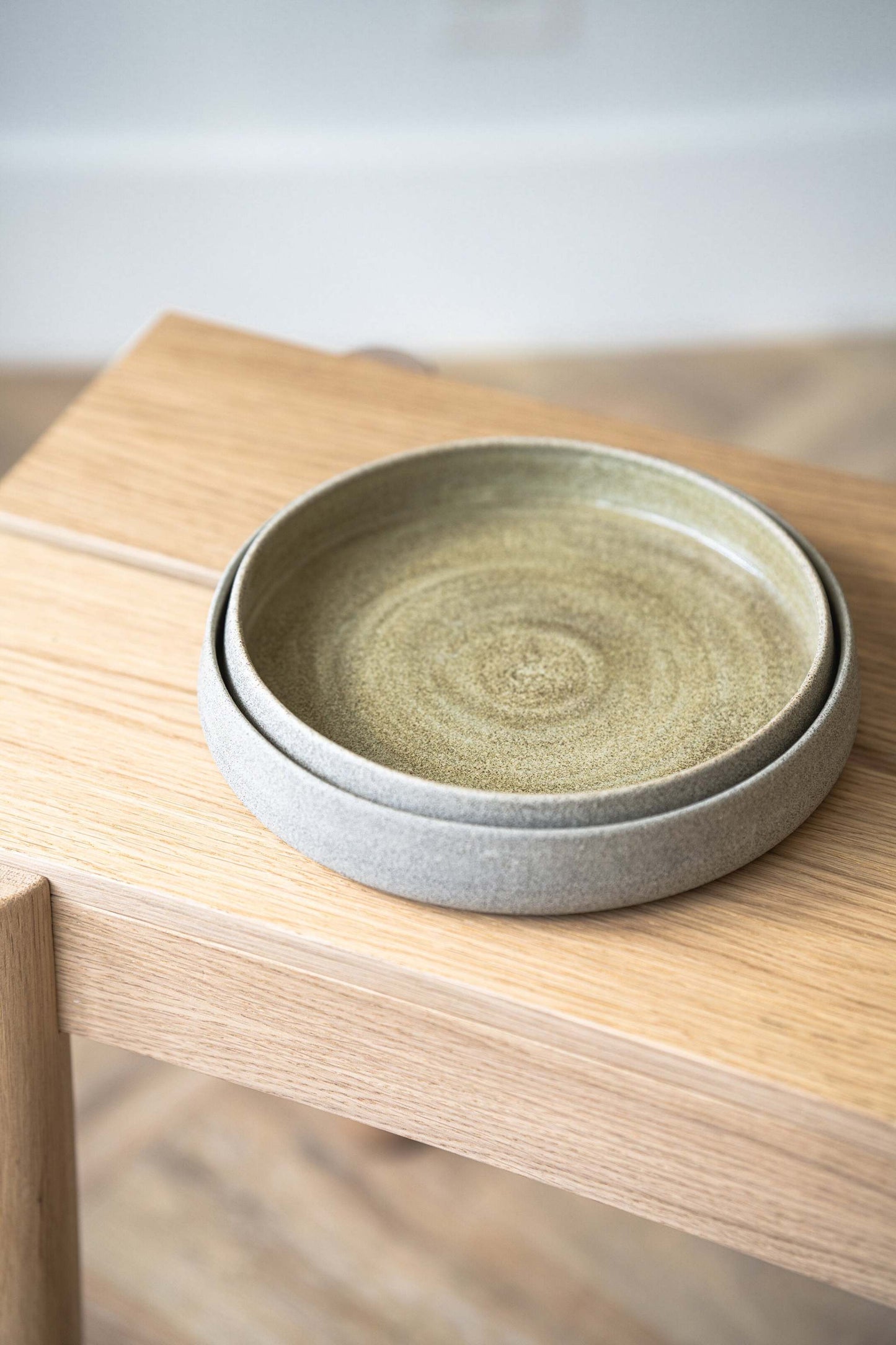 Concrete - Stoneware Salad Plates with High Sides