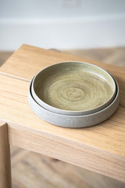 Concrete - Stoneware Salad Plates with High Sides
