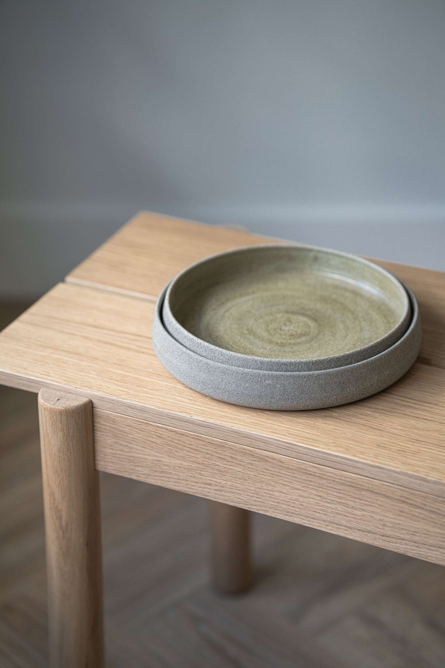 Concrete - Stoneware Salad Plates with High Sides