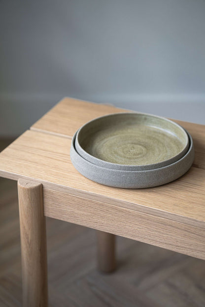 Concrete - Stoneware Salad Plates with High Sides