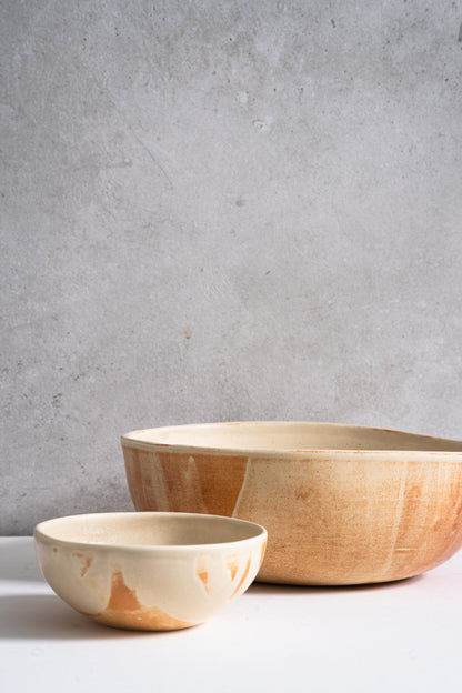 Beige - Stoneware Salad Serving Bowl