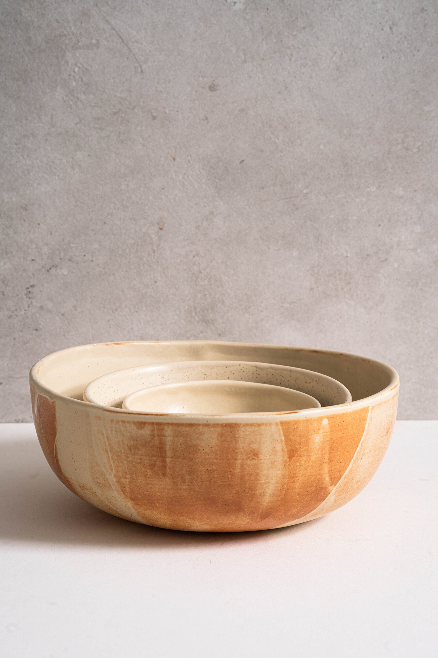 Beige - Stoneware Salad Serving Bowl