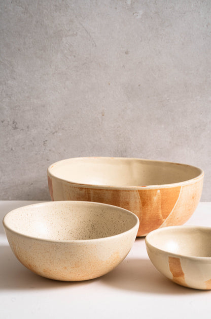 Beige - Stoneware Salad Serving Bowl