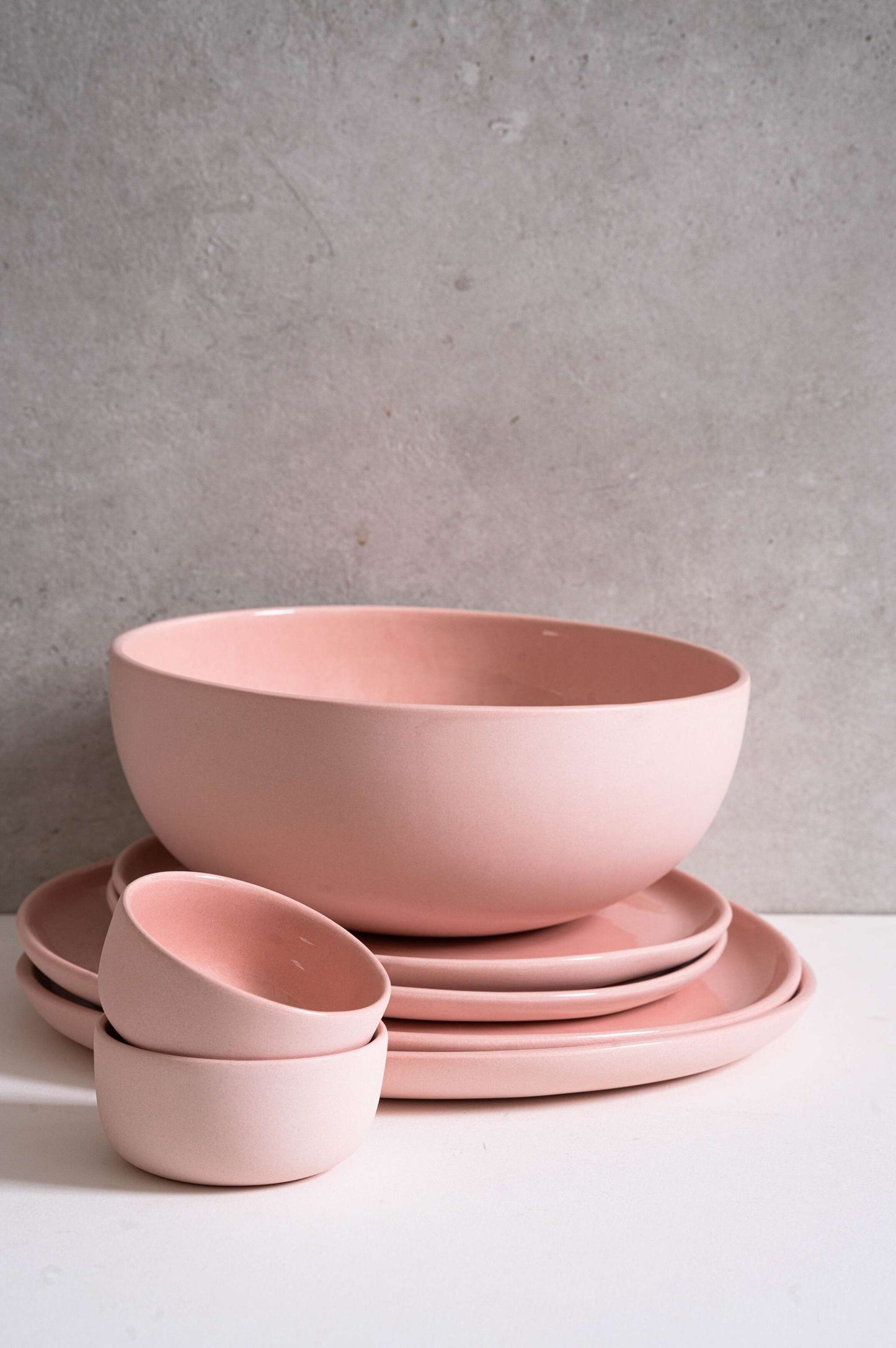 Powder Pink - Porcelain Salad Serving Bowl