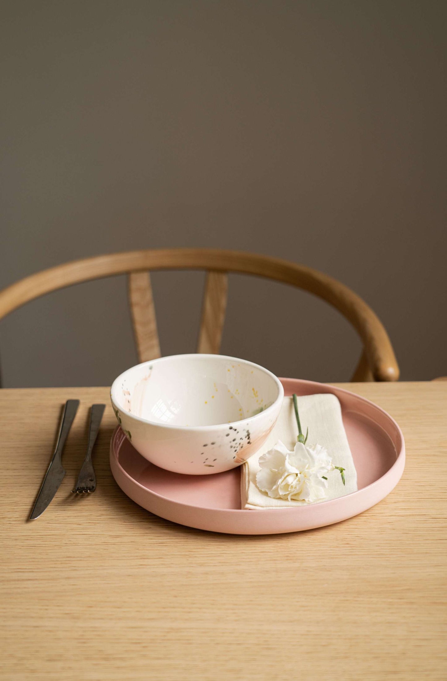 Powder Pink - High-sided Porcelain Dinner Plate
