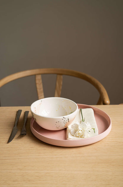 Powder Pink - High-sided Porcelain Dinner Plate
