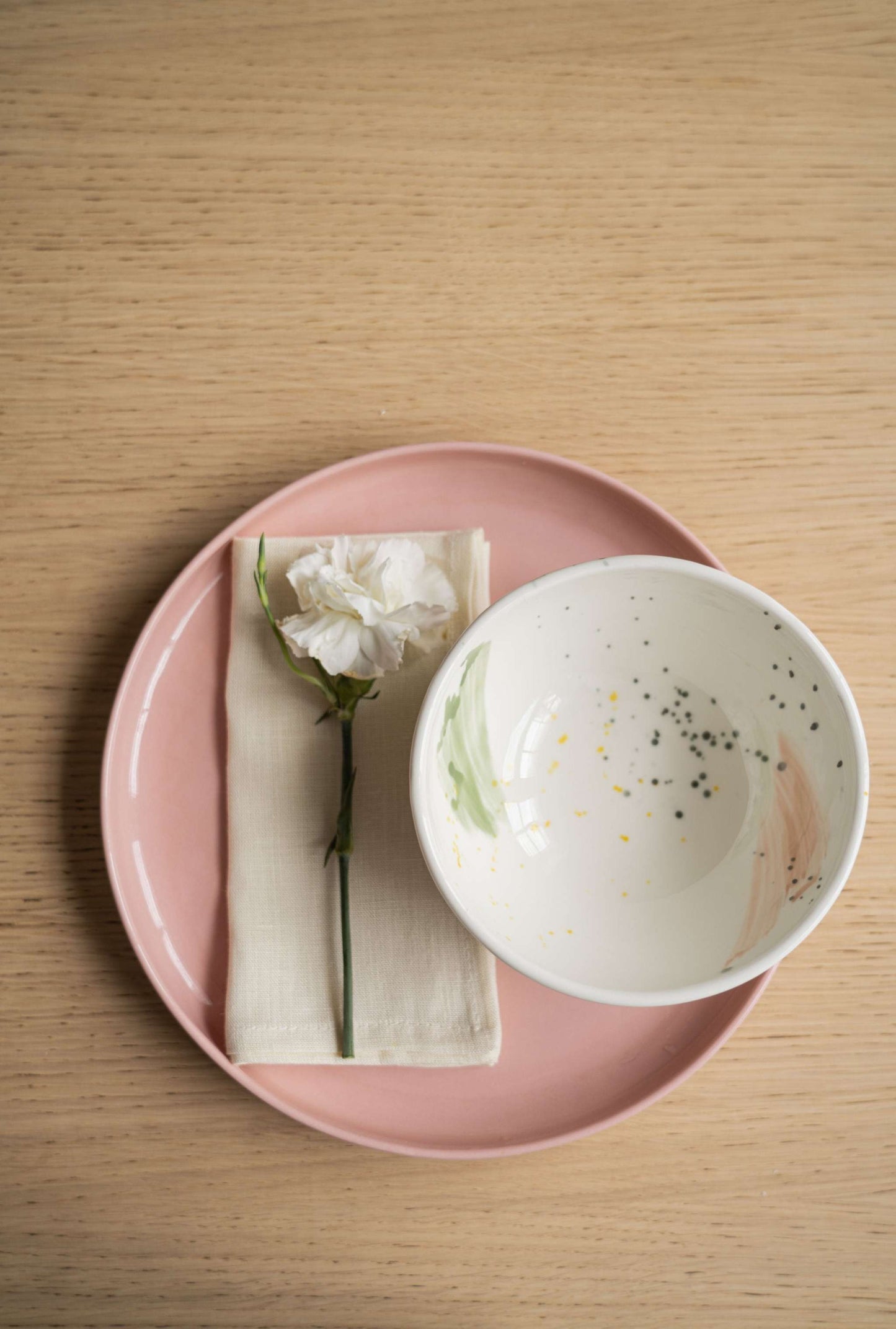 Powder Pink - High-sided Porcelain Dinner Plate