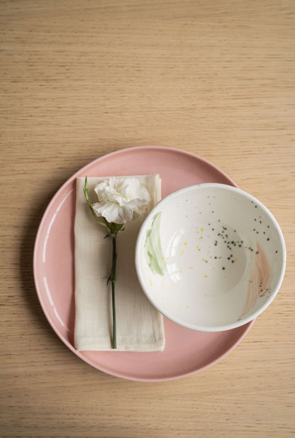 Powder Pink - High-sided Porcelain Dinner Plate
