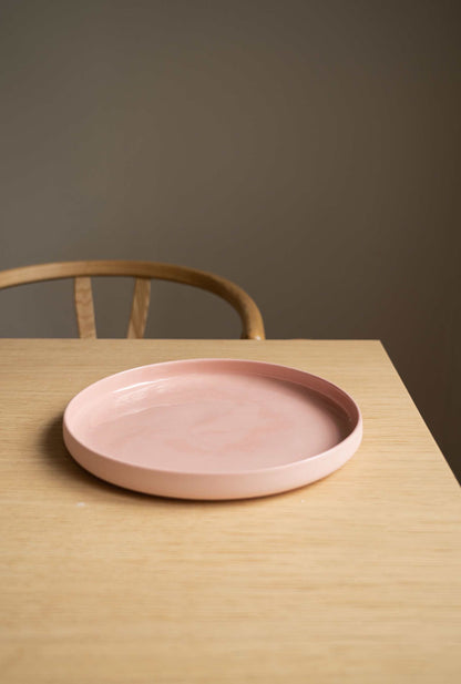 Powder Pink - High-sided Porcelain Dinner Plate
