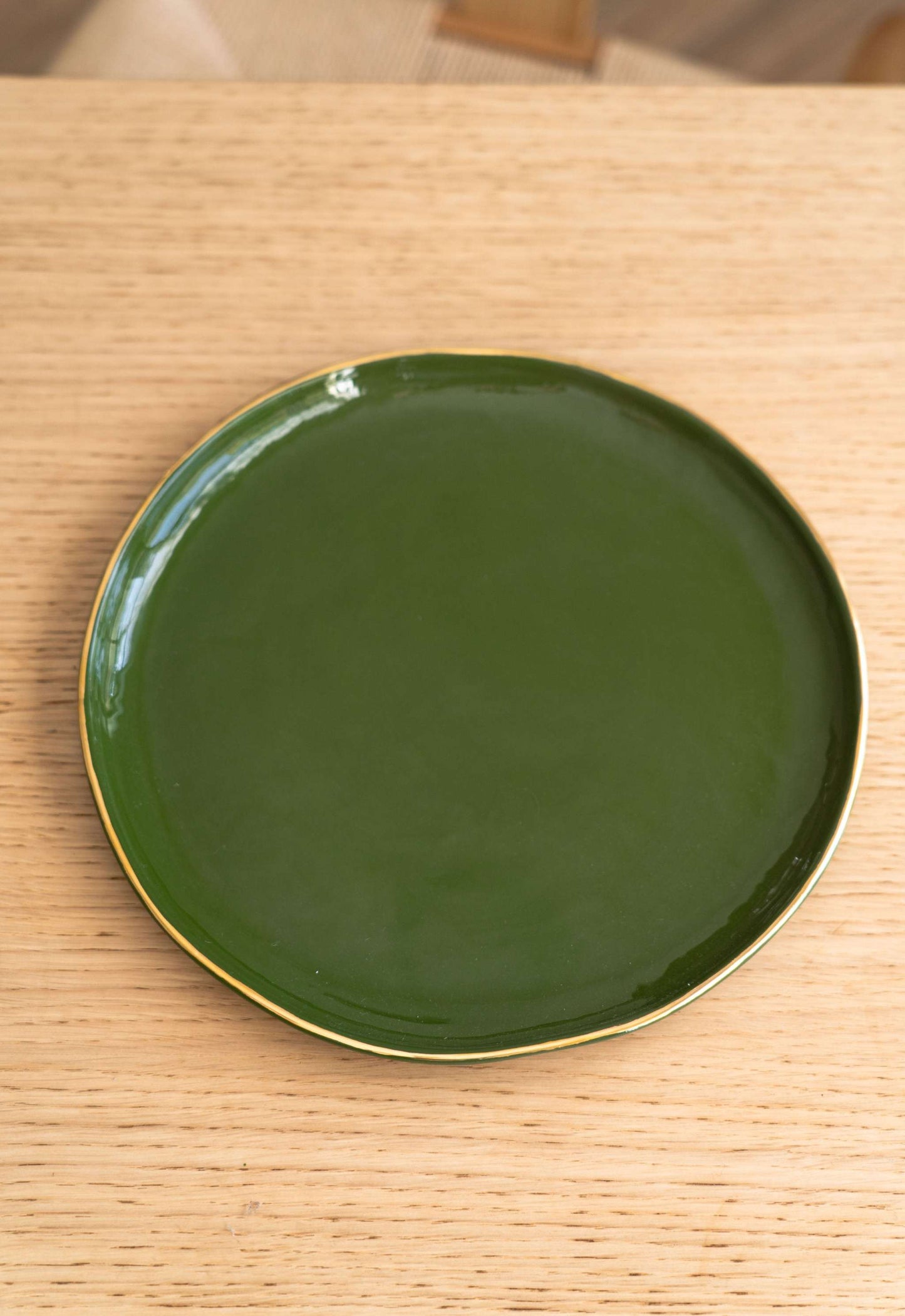 Green w/ Gold Rim - Porcelain Dinner Plates