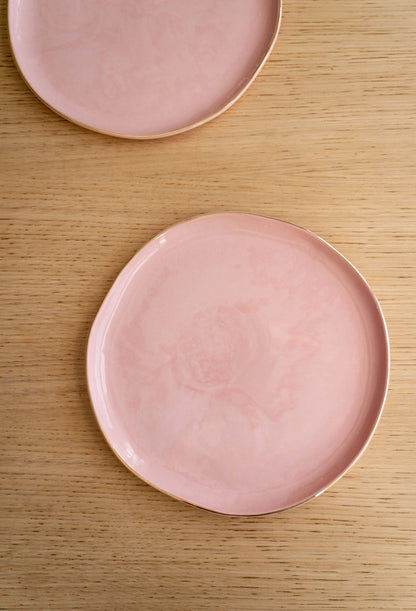 Powder Pink w/ Gold Rim - Porcelain Dinner Plates