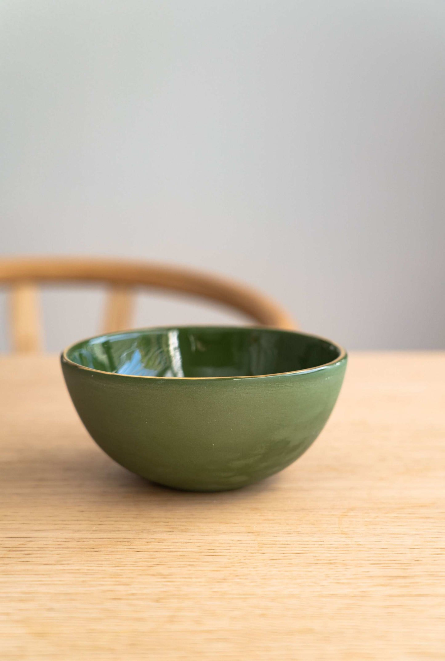 Green w/ Gold Rim - Porcelain Bowl