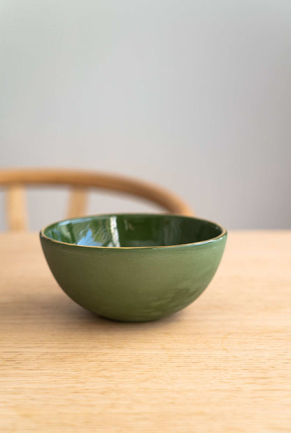 Green w/ Gold Rim - Porcelain Bowl