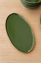 Green w/ Gold Rim - Oval Serving Platter