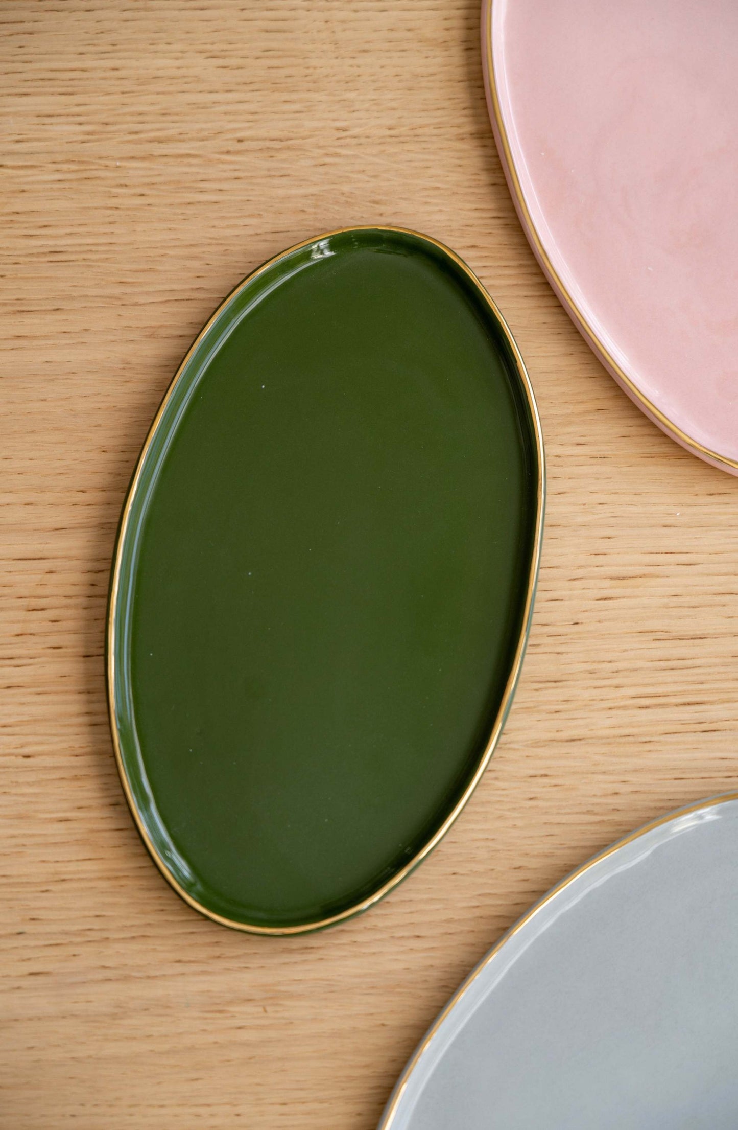 Green w/ Gold Rim - Oval Serving Platter