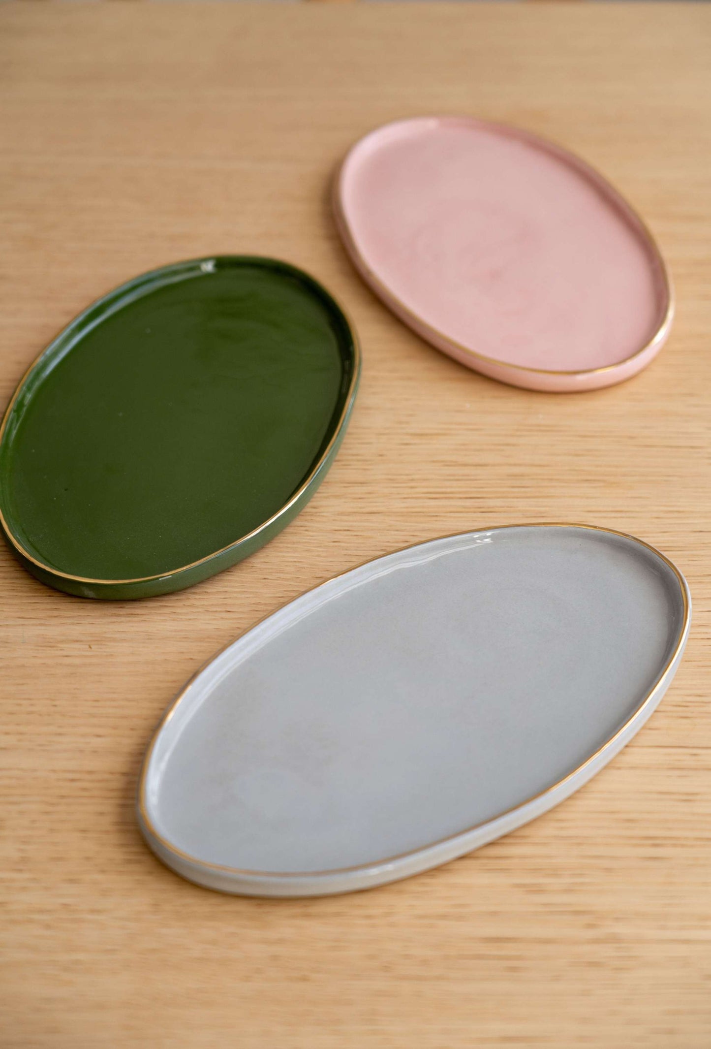 Powder Pink w/ Gold Rim - Oval Porcelain Serving Platter