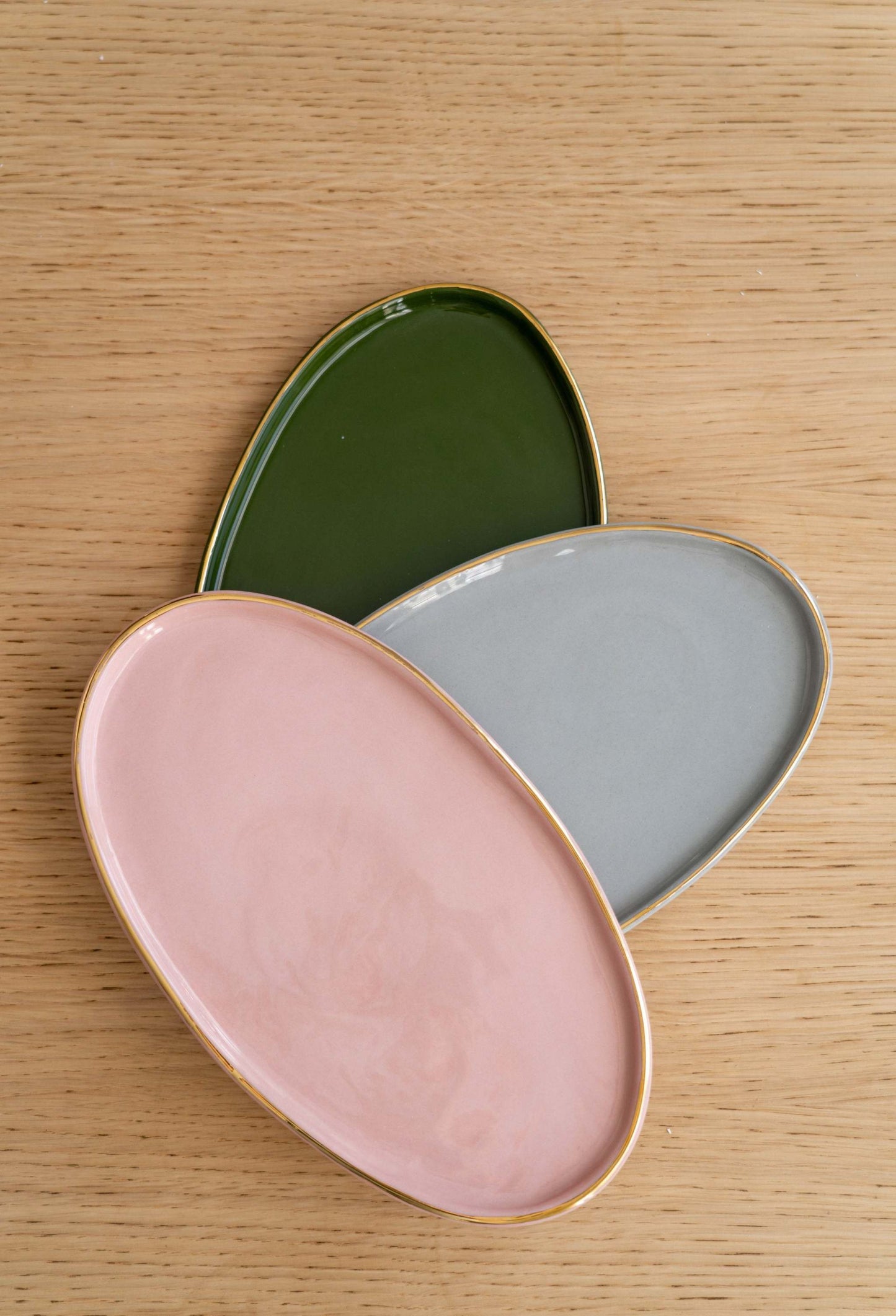 Powder Pink w/ Gold Rim - Oval Porcelain Serving Platter